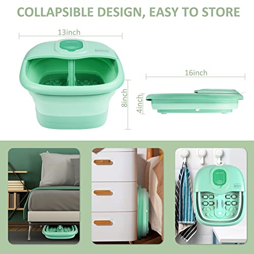 Acevivi Collapsible Foot Spa Bath Massager With Heat, Temperature Control, Bubbles, Pedicure Foot Soaker Tub With Pumice Stone And Foot File, Foot Soaking Bath Basin For Feet Relief(Aqua Green) #TOP4