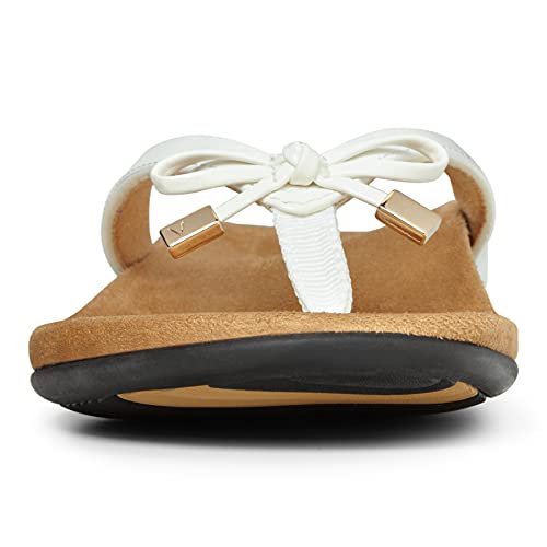 Image of Vionic Women's Rest Bella Toe Post Sandal- Suppportive Ladies Orthotic Sandals that include Three Zone Comfort with Arch Support- Flip Flop for Ladies, Medium and Wide Width Size 5-12 White 7 Wide US