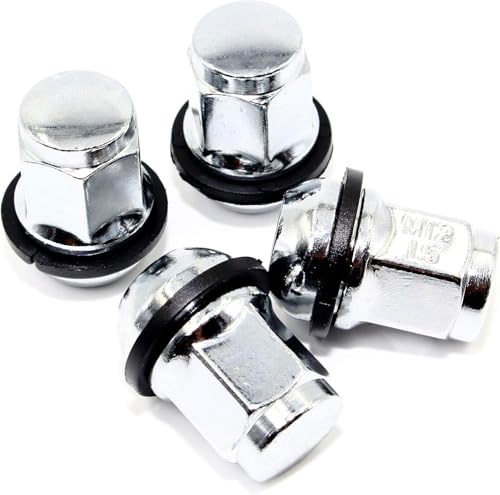 Image of Set of 4 Veritek 12x1.5 Chrome Radius Ball Seat OEM Factory with Removeable Washer Style 1.40 Lug Nuts for Honda Acura Steel Wheels Hubcaps VPE-1907WR4