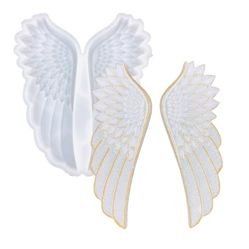 1 par de moldes de alas de ángel para alas izquierda y derecha, molde de silicona de fundición de resina epoxi, 1 par súper grande de 6.3 x 2.4 pulgadas
