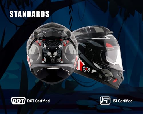 Image of Vega Zap Dude D /V Full Face Riding Helmet with Dual Visor, Shock Absorbing Liner, Comfortable Interior, Lightweight Build, Aerodynamic Design, and Modern Black Red Styling Black Red-XL