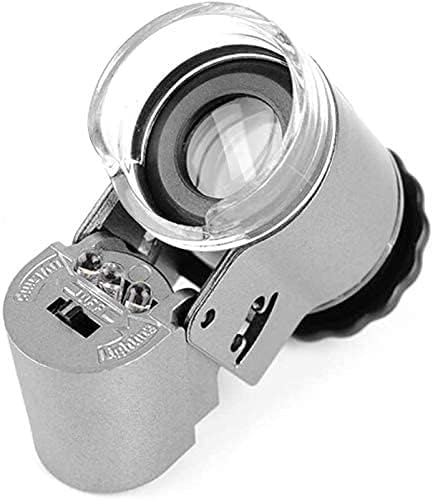 Mini Magnifying Glass 50X Handheld Pocket Magnifier with Built-in UV and LED Light, Professional Jewelry Jade Microscope Portable Pocket Magnifying Glass for Reading, Inspection, Observing, Jewelry
