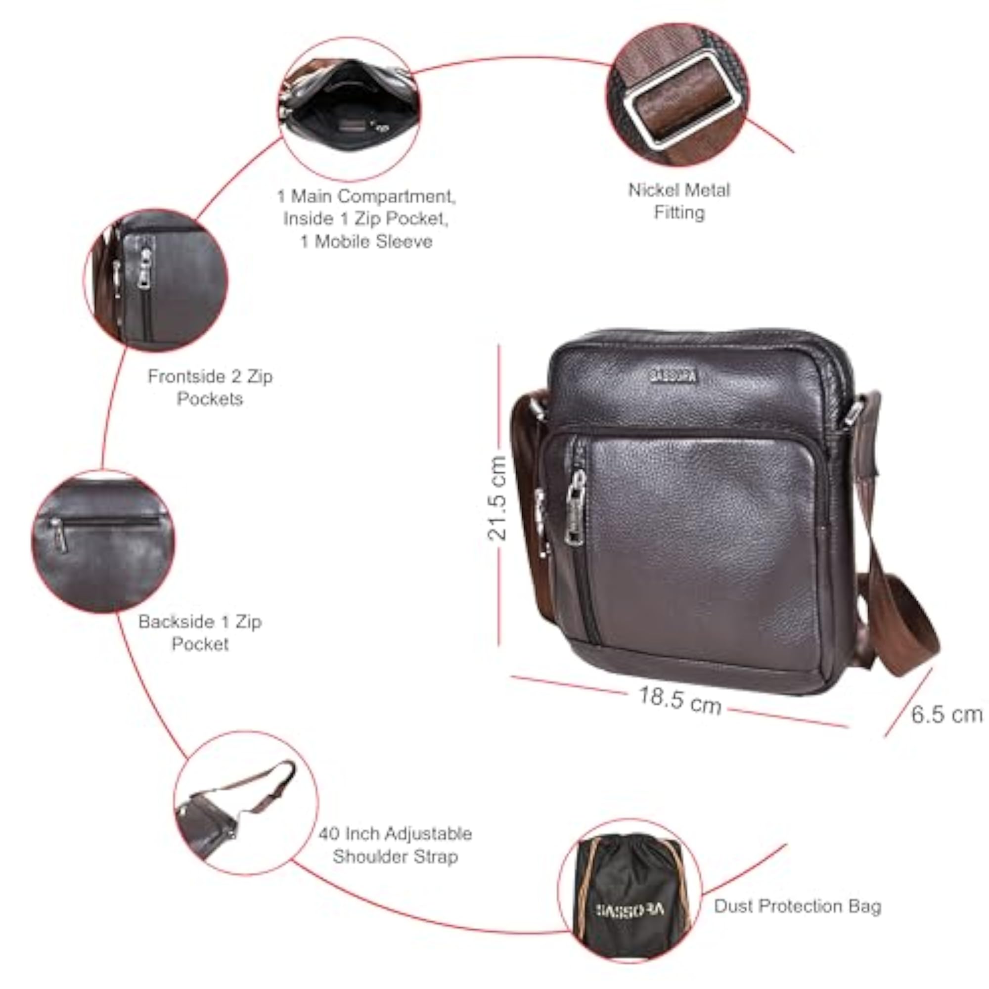 Premium Genuine Leather Small Unisex Sling Bag