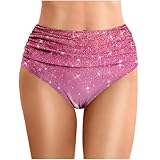 POIUIYQA Braga Bikini Mujer Cintura Alta, Bañador Mujer Control Abdomen con Diseño Degradado, Traje de Baño Cómodo y Elegante