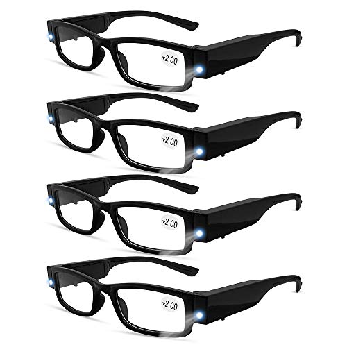 4 Pcs Reading Glasses Led Readers with Lights Fashion...