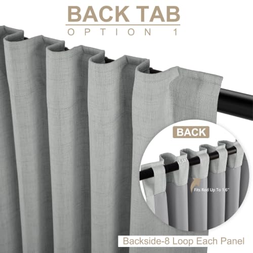 Image of Linen Textured Total Blackout Curtains for Bedroom 63 Inches Long, Grey