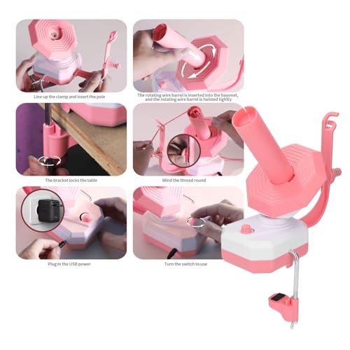 Electric Yarn Ball Winder, Automatic Yarn Ball Winder Wool Spinner Roller for Crocheting Reusable Cake Dispenser Knitting Enthusiast Sewing Accessories Portable Knitting Tool