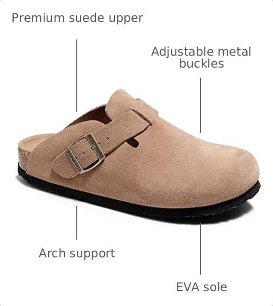 Image of Clogs for Women and Men,Womens Suede Clogs-Mules Womens /Mens House Slipers with Arch Support