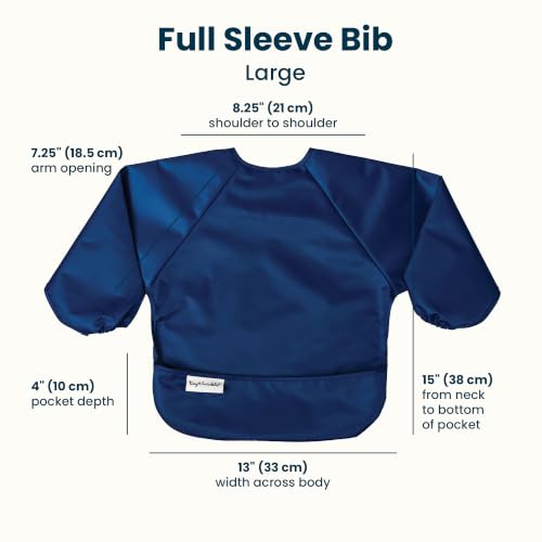 Image of Tiny Twinkle Long Sleeve Bib for Babies & Toddlers | 2-Pack Waterproof Smock Bib for Eating | Machine Washable & Mess-Proof Feeding Essentials | Newborn Shower Gift (Grey Indigo,2-4Y)