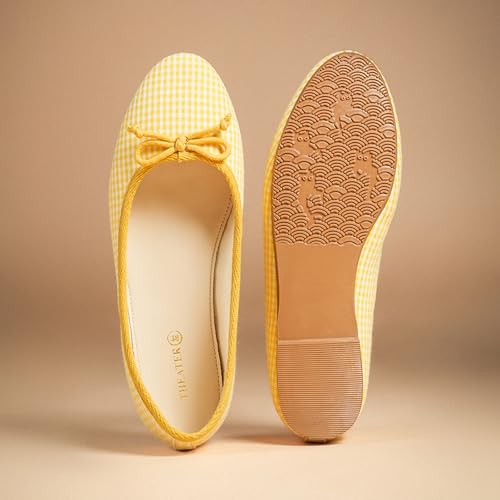 Image of Theater Swans Casual Ballet Flats for Women | Stylish Slip-on Ballerina with Bow Detail | Lightweight Comfortable Footwear with Cushioned Insole