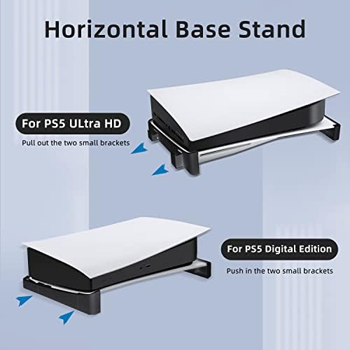 Horizontal Stand Compatible with PS5 DE/UHD Console,Mcbazel Base Stand Holder for PS5 Disc & Digital Edition Console,with Anti-Slip Mads - Black