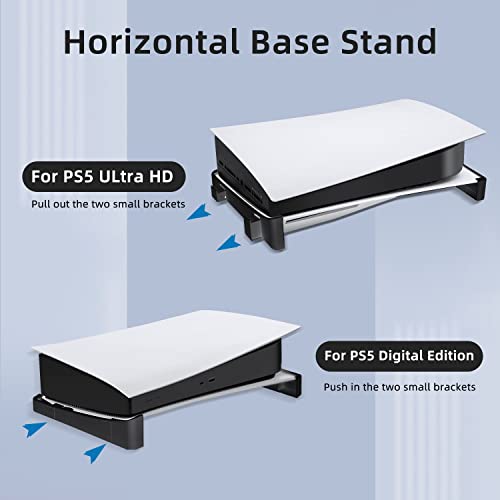 Image of Mcbazel Horizontal Stand for PS5, Base Stand Accessories Compatible with PlayStation 5 Disc & Digital Editions - Black (NOT for PS5 Slim)