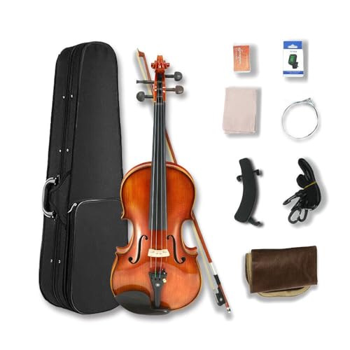YoungMonic New Violin 4/4 Full Size for Adults, Violin Set for Beginners with Hard Case and Bow (4/4 Violin)