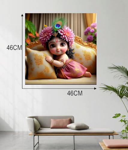 Image of Akki Wold Baby Pink Radha On Soffa Wall Poster For Living Room, Office, Pooja Room (Size - 46CM X 46CM)