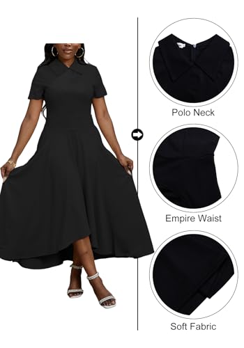 Image of Women Elegant Empire Waist Dress Trendy Short Sleeve A Line Dresses Flowy Church Cocktail Party Dress