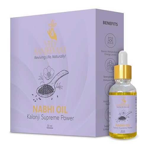 Ved Sanjeevani Kalonji Supreme Power Nabhi Oil | Black Seed Belly Button Oil for Immunity, Digestion & Metabolism | Ayurvedic Kalonji Oil for Navel with Ashwagandha, Moringa & Vitamin E | 30 ML