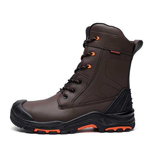 Drka 8'' Safety Toe Boots For Men,Men's Waterproof Steel Toe Work Boots(20980-Brn-42) #TOP2