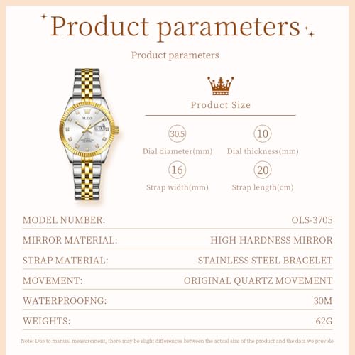 Image of OLEVS Watches for Women Luxury Elegant Stainless Steel Waterproof Luminous Diamond Women's Fashion Watch Ladies Watches for Small Wrists