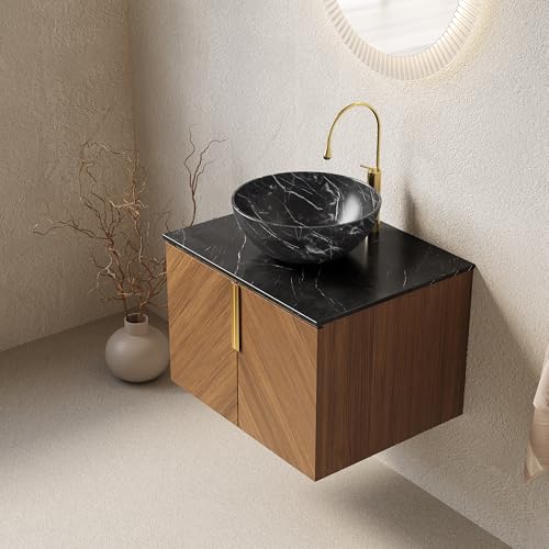Lavabo de cerámica sinterizada en mueble de baño de 61 cm premium 5