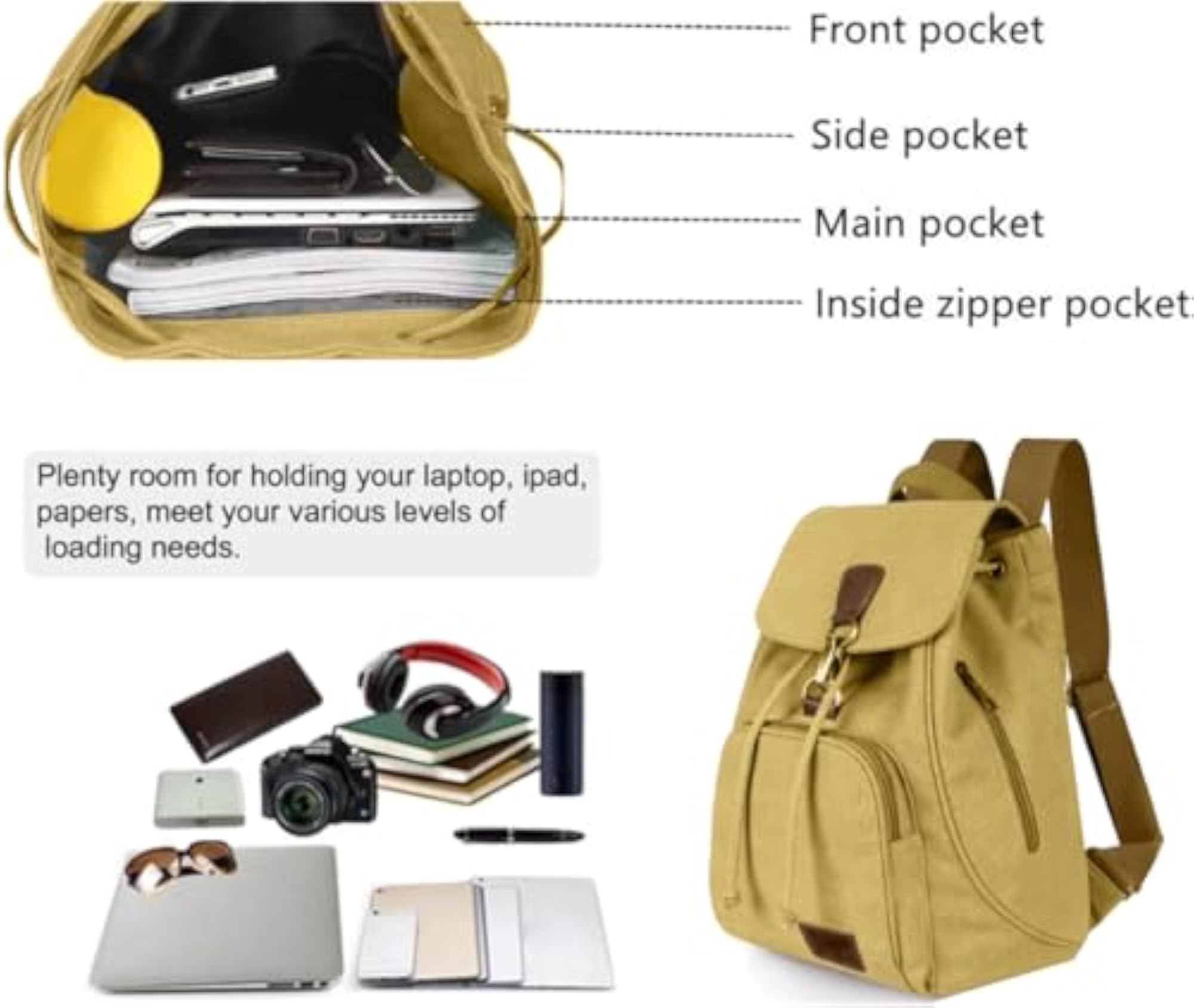Retro Canvas Shoulder Backpack, Vintage Style