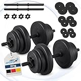 ArtSport 2er Hantelset 20kg - Kurzhantel Set mit 2 Kurzhanteln, 12 Gewichte/Hantelscheiben und Sternverschlüsse - Krafttraining Kurzhantelset Hantel