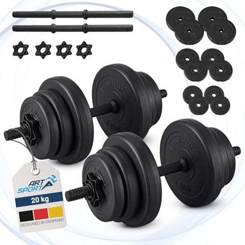 ArtSport 2er Hantelset 20kg - Kurzhantel Set mit 2 Kurzhanteln, 12 Gewichte/Hantelscheiben und Sternverschlüsse - Krafttraining Kurzhantelset Hantel ArtSport 2er Hantelset 20kg - Kurzhantel Set mit 2 Kurzhanteln, 12 Gewichte/Hantelscheiben und Sternverschlüsse - Krafttraining Kurzhantelset Hantel