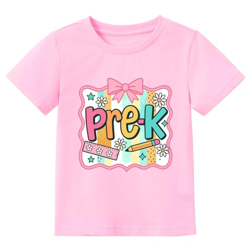 First Day of Pre-K Shirt Toddler Girls Back to School T-Shirt Kids Preschool Tee Short Sleeve 2-5T Outfit