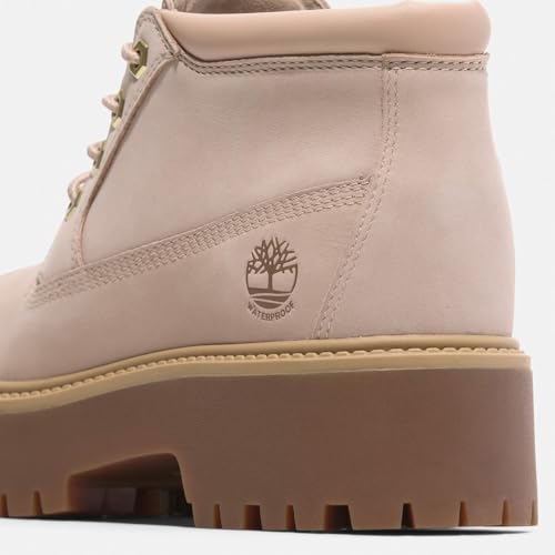 Timberland Women's Stone Street Platform Waterproof Chukka Boot, Light Beige Nubuck, 5.5 Wide