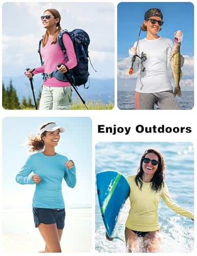 Image of Women's Long Sleeve UPF 50+ UV Sun Protection Shirts Athletic Rash Guard Swim Shirt /Hoodie for Outdoor Diving Hiking
