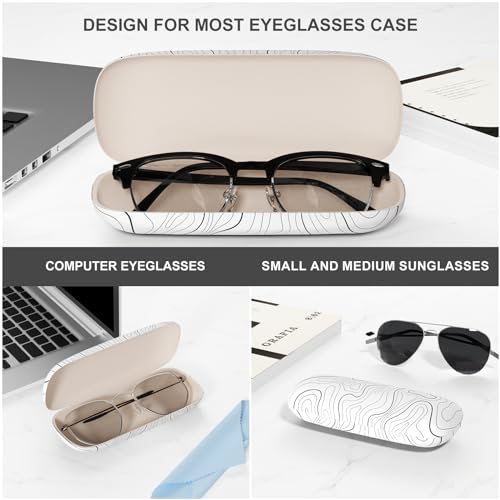 Image of Eyeglasses Case, Portable Hard Shell Protective Case for Glasses, Eyeglass Holder Box for Women with Cleaning Cloth