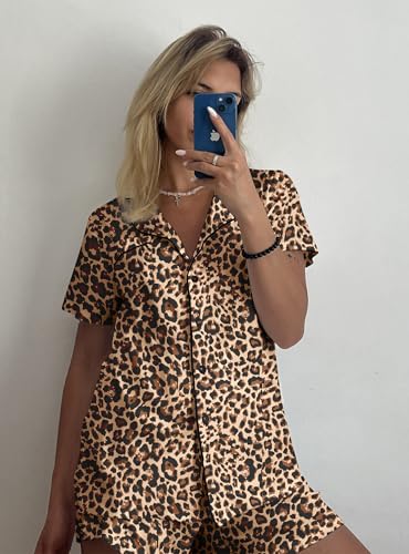 Image of Ekouaer Pajamas Set for Women Short Sleeve Sleepwear Button Down Pjs Soft 2 Piece Lounge Sets XS-XXXL