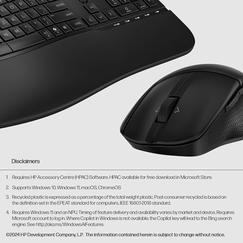 HP 680 Comfort Dual-Mode Keyboard/Mouse Combo | Wave shape keyboard with three adjustable angles | Quiet typing | 4D tilt wheel with fast scroll Unifying Dongle - Image 7