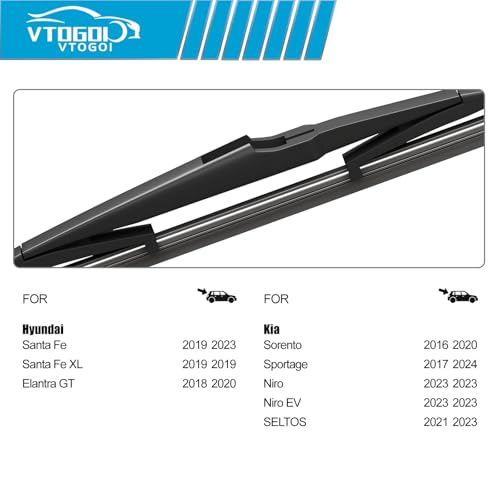 Image of VTOGOI Original Factory Quality Rear Windshield Wiper Blades Replacement For Hyundai Santa Fe 2019-2023,Kia Sorento 2016-2020,Kia Sportage 2017-2024,Niro 2023,Easy To Install 11 inch(Pack of 1)