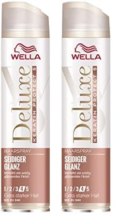 Wella Deluxe Seidiger Glanz Haarspray – Styling Spray für natürlich glänzendes Haar – mit 5-Fach Keratin-Schutzkomplex und UV-Schutz – 250 ml (Packung mit 2)