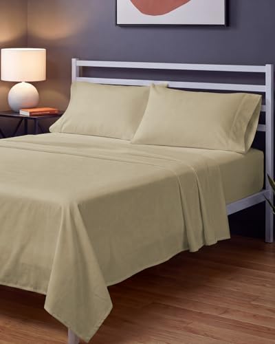 Image of Sleepy Town King Size Bed Sheets - 4 Piece - King Sheet Set - Extra Soft, Comfy & Cooling - Easy Care - Shrinkage, Wrinkle & Fade Resistant - Brushed Microfiber - Deep Pocket Bed Sheets (Beige)