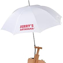 Jerrys Artarama Creative Mark Artist UV Protection Sunscreen Easel Umbrella, Mountable, Waterproof & Flexible Gooseneck with Clamp Mount - White 54 Inch Open Diameter