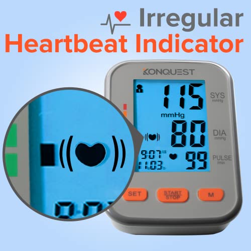Konquest KBP-2704A Blood Pressure Monitor – Automatic Upper Arm BP Machine with Large Cuff (8.5–16.5 in), Backlit Display, Digital, Irregular Heartbeat Detector – Tensiometro for Home Use - Image 3