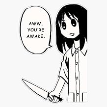 I Redraw Knife Osaka Manga Panel Aww Youre Awake Funny Azumanga Daioh Sticker Vinyl Waterproof Sticker Decal Car Laptop Wall Window Bumper Sticker 5"