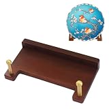 Wall Plate Hanger for 6-16 Inch Plates & Artwork - Heavy Duty Decorative Display Holder, Wall Mounted Shelf for Picture Frames, Bowls, Certificates | Acacia Wood Rack with Brass Hardware