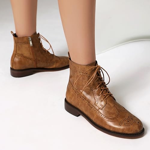 Bottines brogues femmes ANUFER rétro à lacets et fermeture éclair