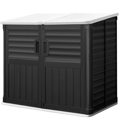 Greesum Outdoor Resin Storage Shed, 34 Cu.ft Horizontal Outdoor Storage Box Waterproof for Garden, Pool Storage, Black