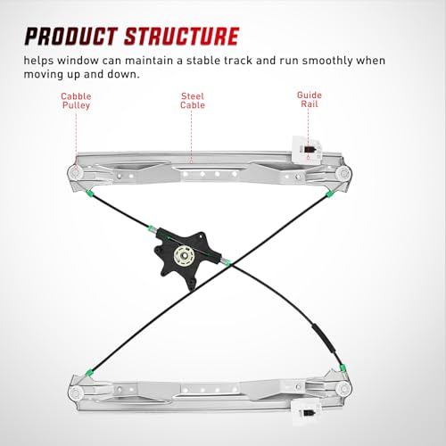 Image of Nilight 749-508 Power Window Regulator for Chrysler Town Country 2008-2016 | Door Glass Lifter fits the front driver-side left door; direct-fit OE replacement for failed window movement