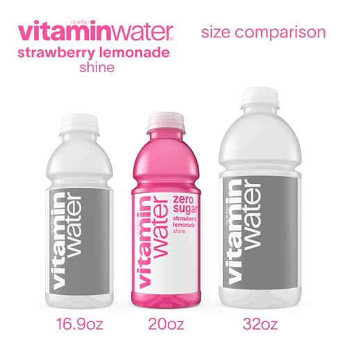 Image of vitaminwater Shine Strawberry Lemonade Zero Sugar, Flavored Water Beverage, 20 fl oz Bottles, 12 Pack