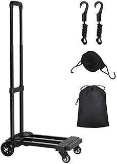 KEDSUM Folding Hand Truck, 155 lbs Heavy Duty Luggage Cart, 4 Wheels Solid