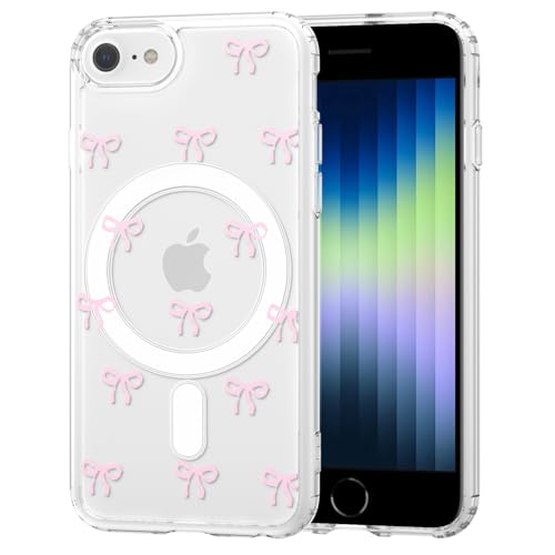 TVVTPU Magnétique Coque pour iPhone SE 3/2 (2022/2020), pour iPhone 8/7, Compatible avec MagSafe, Esthétique Motif de Papillon Housse Anti-Jaune Transparent...