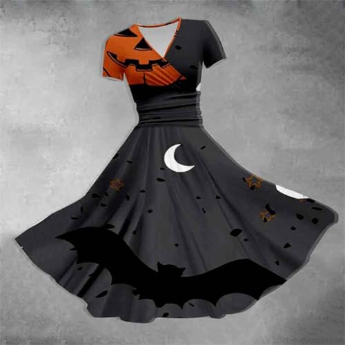 Robe au genou imprimé Halloween fluide et confortable FNKDOR - 2