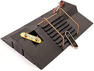 Fingerboard Skatepark Park Ramp Toys Skate Park Kit Ramp Parts for Finger Skateboard Ultimate Parks Training Props with 6 Finger Deck and 3 Finger Skateboard Fun Finger Skate Toys for Kids & Adults