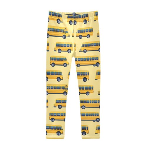 Wusikd Yellow School Buses Girls' Leggings Toddler Doodles Kids Yoga Pants Dance Active Tights 4T