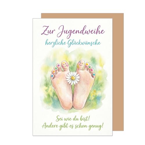 Edition Seidel Premium Glückwunschkarte zur Jugendweihe mit Umschlag. Jugendweihekarte Karte Grußkarte Spruch Sprüche Mädchen Junge Jugendliche Blume Natur bunt originell Wünsche (JW164 SW026)