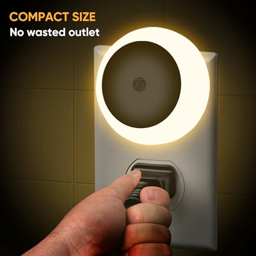 Image of LED Night Lights Plug into Wall 6 Packs,Dusk-to-Dawn Light Sensor with Automatically Turn on and Off Wall Night Light for Bedroom,Bathroom,Stairs,Corridor (Warm White, Round-6pack)